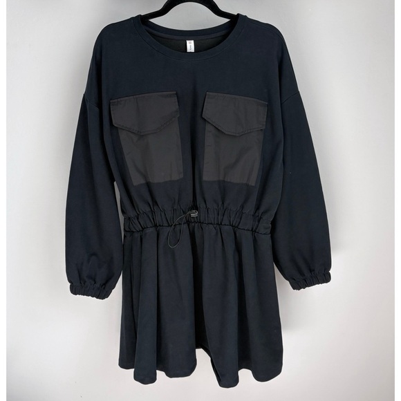 Anthropologie Daily Practice Wear Now Mini Dress XS Black Utility Grunge Goth - Picture 2 of 6